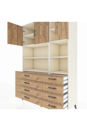 Hyperion Dolap 8 Raflı 8 Çekmeceli 3 Kapaklı 132x44x195 Aytaşı-Çam/Çam