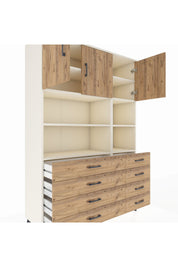 Hyperion Dolap 8 Raflı 8 Çekmeceli 3 Kapaklı 132x44x195 Aytaşı-Çam/Çam