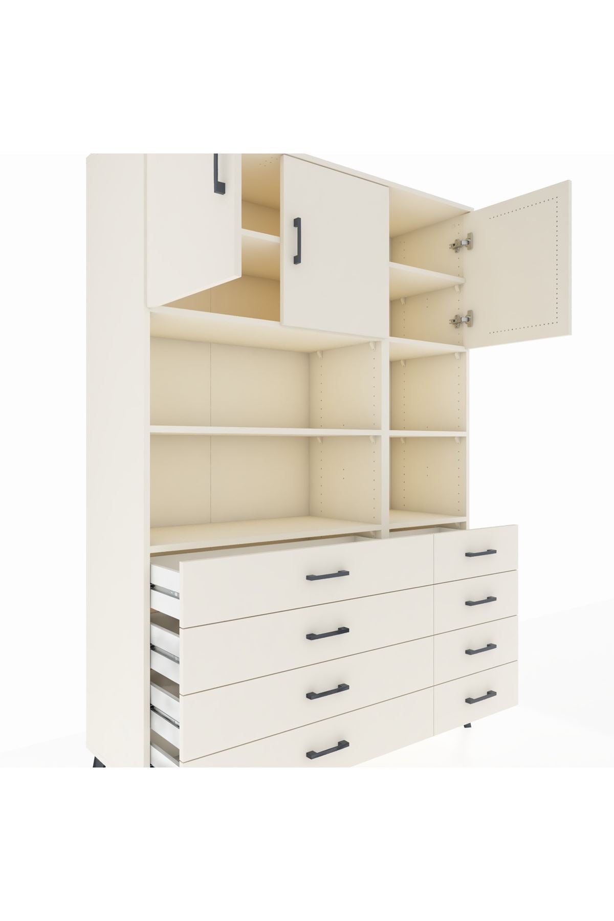 Hyperion Dolap 8 Raflı 8 Çekmeceli 3 Kapaklı 132x44x195 Aytaşı-Aytaşı/Aytaşı