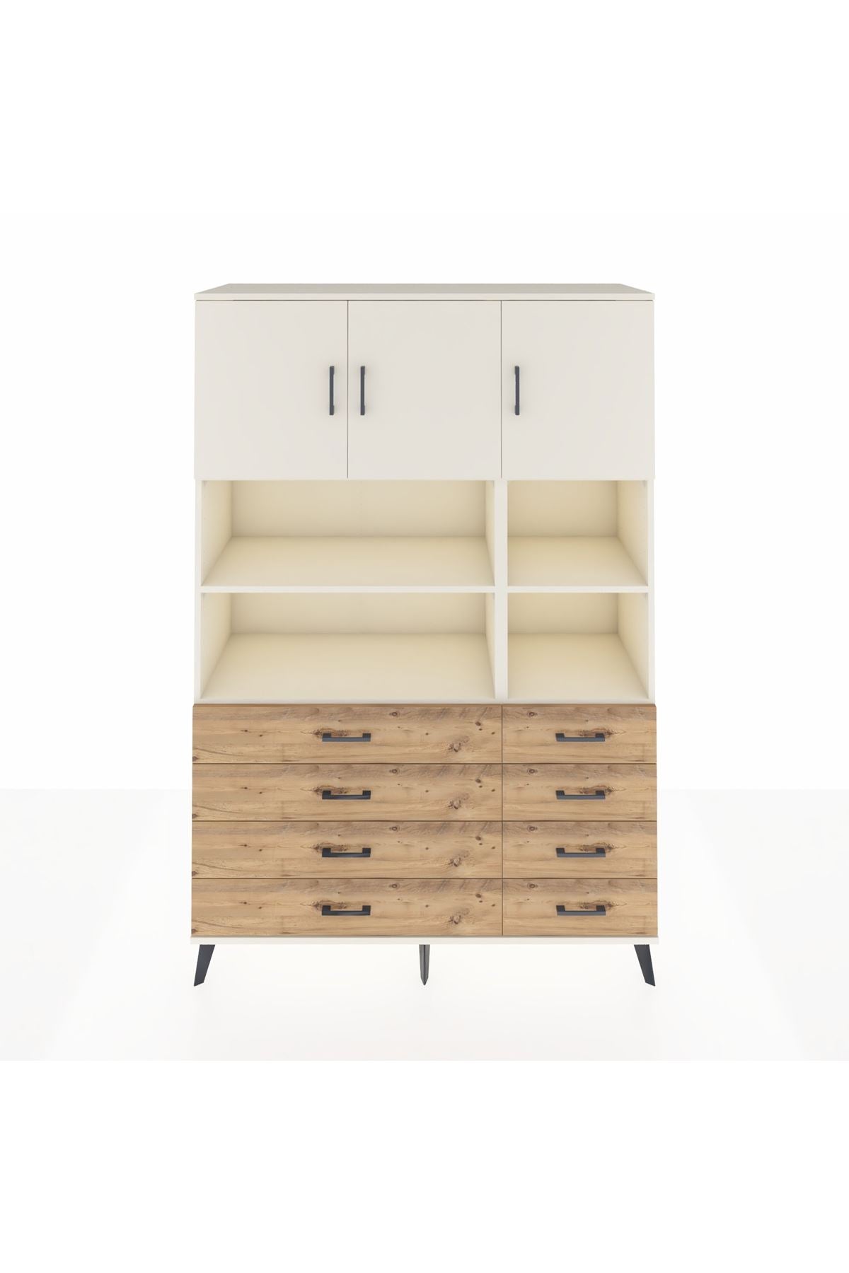 Hyperion Dolap 8 Raflı 8 Çekmeceli 3 Kapaklı 132x44x195 Aytaşı-Aytaşı/Çam