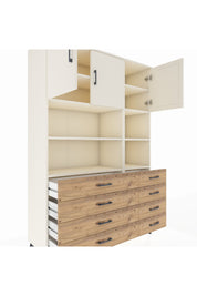 Hyperion Dolap 8 Raflı 8 Çekmeceli 3 Kapaklı 132x44x195 Aytaşı-Aytaşı/Çam