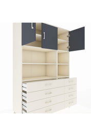 Hyperion Dolap 8 Raflı 8 Çekmeceli 3 Kapaklı 132x44x195 Aytaşı-Antrasit/Aytaşı