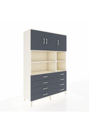Hyperion Dolap 8 Raflı 8 Çekmeceli 3 Kapaklı 132x44x195 Aytaşı-Antrasit/Antrasit