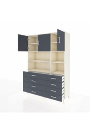 Hyperion Dolap 8 Raflı 8 Çekmeceli 3 Kapaklı 132x44x195 Aytaşı-Antrasit/Antrasit