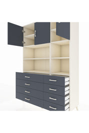 Hyperion Dolap 8 Raflı 8 Çekmeceli 3 Kapaklı 132x44x195 Aytaşı-Antrasit/Antrasit