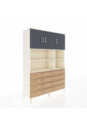 Hyperion Dolap 8 Raflı 8 Çekmeceli 3 Kapaklı 132x44x195 Aytaşı-Antrasit/Çam