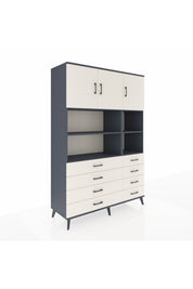 Hyperion Dolap 8 Raflı 8 Çekmeceli 3 Kapaklı 132x44x195 Antrasit-Aytaşı/Aytaşı