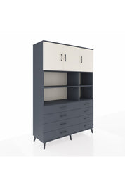 Hyperion Dolap 8 Raflı 8 Çekmeceli 3 Kapaklı 132x44x195 Antrasit-Aytaşı/Antrasit