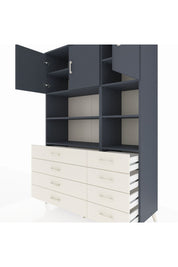 Hyperion Dolap 8 Raflı 8 Çekmeceli 3 Kapaklı 132x44x195 Antrasit-Antrasit/Aytaşı