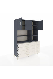 Hyperion Dolap 8 Raflı 8 Çekmeceli 3 Kapaklı 132x44x195 Antrasit-Antrasit/Aytaşı