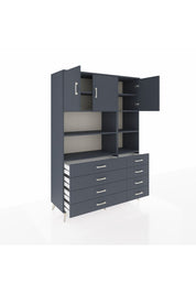 Hyperion Dolap 8 Raflı 8 Çekmeceli 3 Kapaklı 132x44x195 Antrasit-Antrasit/Antrasit