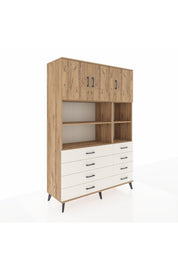 Hyperion Dolap 8 Raflı 8 Çekmeceli 3 Kapaklı 132x44x195 Çam-Çam/Aytaşı