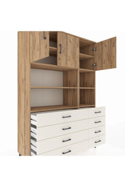 Hyperion Dolap 8 Raflı 8 Çekmeceli 3 Kapaklı 132x44x195 Çam-Çam/Aytaşı