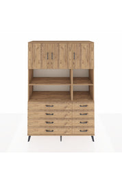 Hyperion Dolap 8 Raflı 8 Çekmeceli 3 Kapaklı 132x44x195 Çam-Çam/Çam