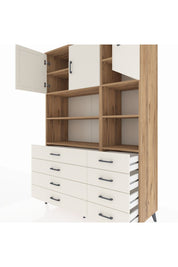 Hyperion Dolap 8 Raflı 8 Çekmeceli 3 Kapaklı 132x44x195 Çam-Aytaşı/Aytaşı
