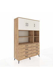 Hyperion Dolap 8 Raflı 8 Çekmeceli 3 Kapaklı 132x44x195 Çam-Aytaşı/Çam