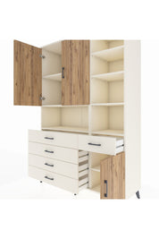 Hyperion Dolap 8 Raflı 5 Çekmeceli 3 Kapaklı 132x44x195 Aytaşı-Çam/Aytaşı