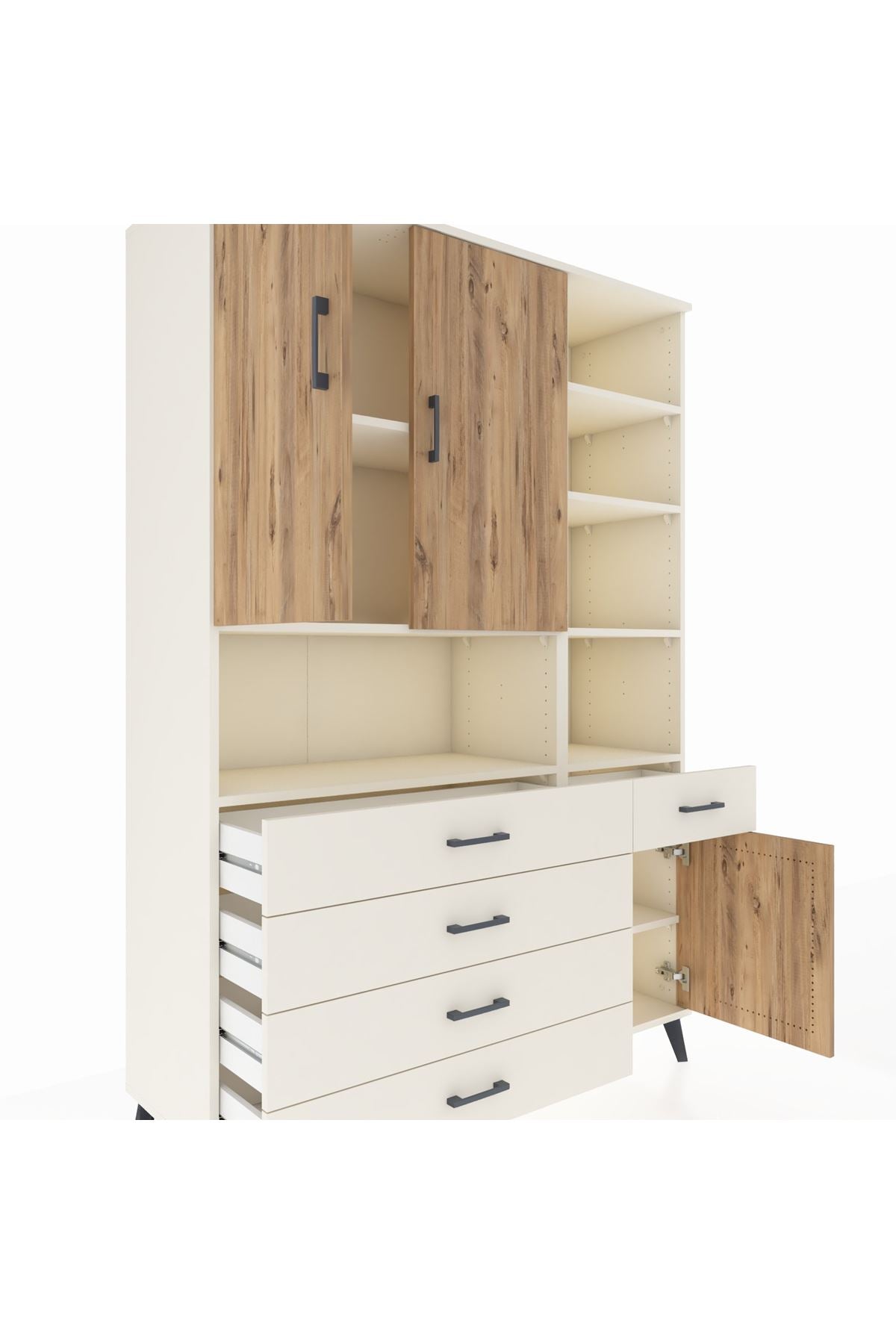 Hyperion Dolap 8 Raflı 5 Çekmeceli 3 Kapaklı 132x44x195 Aytaşı-Çam/Aytaşı