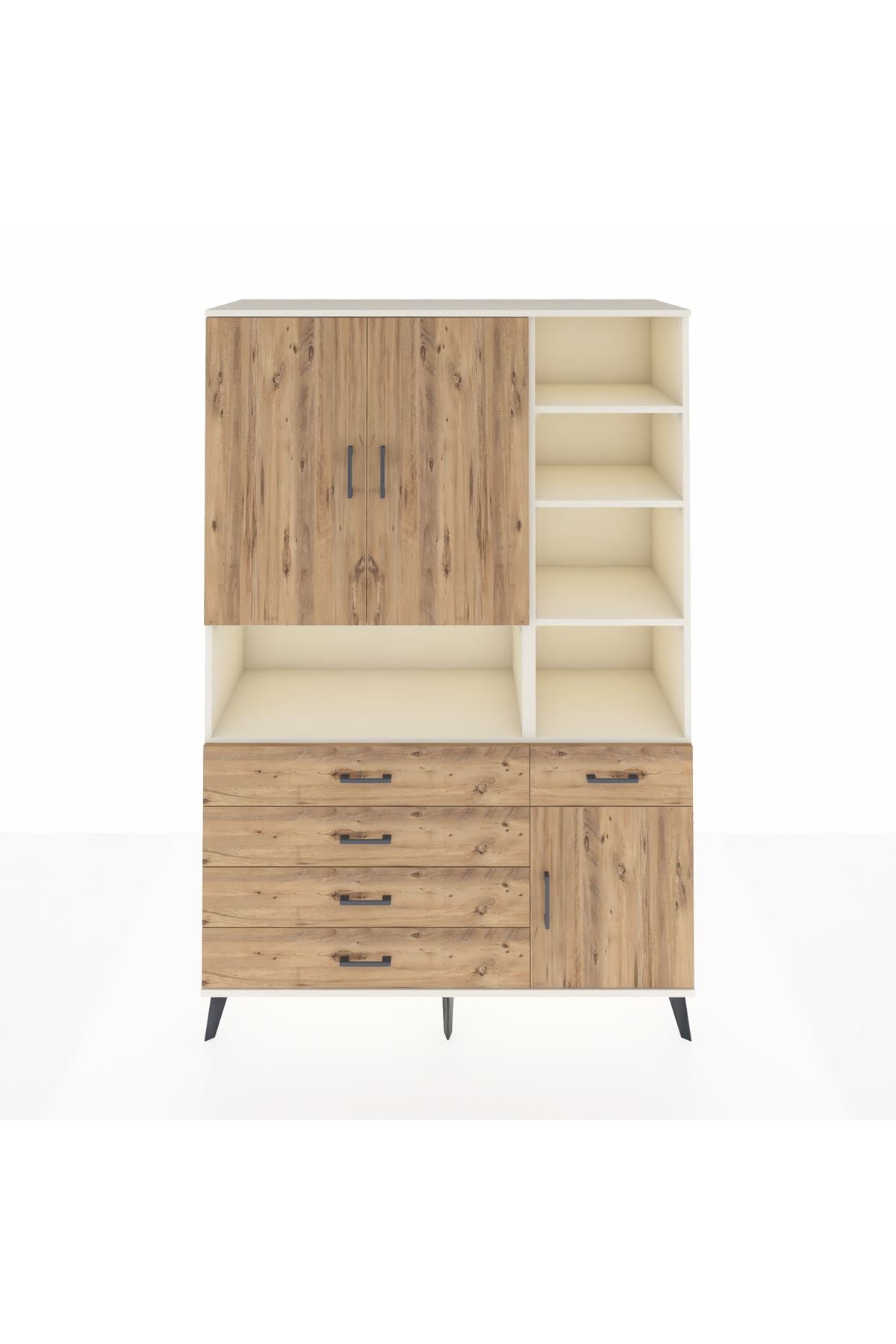 Hyperion Dolap 8 Raflı 5 Çekmeceli 3 Kapaklı 132x44x195 Aytaşı-Çam/Çam