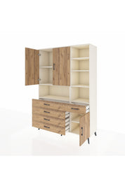 Hyperion Dolap 8 Raflı 5 Çekmeceli 3 Kapaklı 132x44x195 Aytaşı-Çam/Çam
