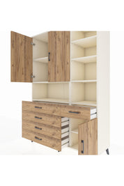 Hyperion Dolap 8 Raflı 5 Çekmeceli 3 Kapaklı 132x44x195 Aytaşı-Çam/Çam