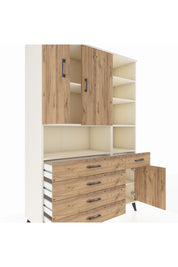 Hyperion Dolap 8 Raflı 5 Çekmeceli 3 Kapaklı 132x44x195 Aytaşı-Çam/Çam