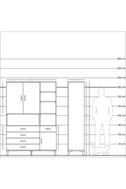 Hyperion Dolap 8 Raflı 5 Çekmeceli 3 Kapaklı 132x44x195 Aytaşı-Aytaşı/Antrasit