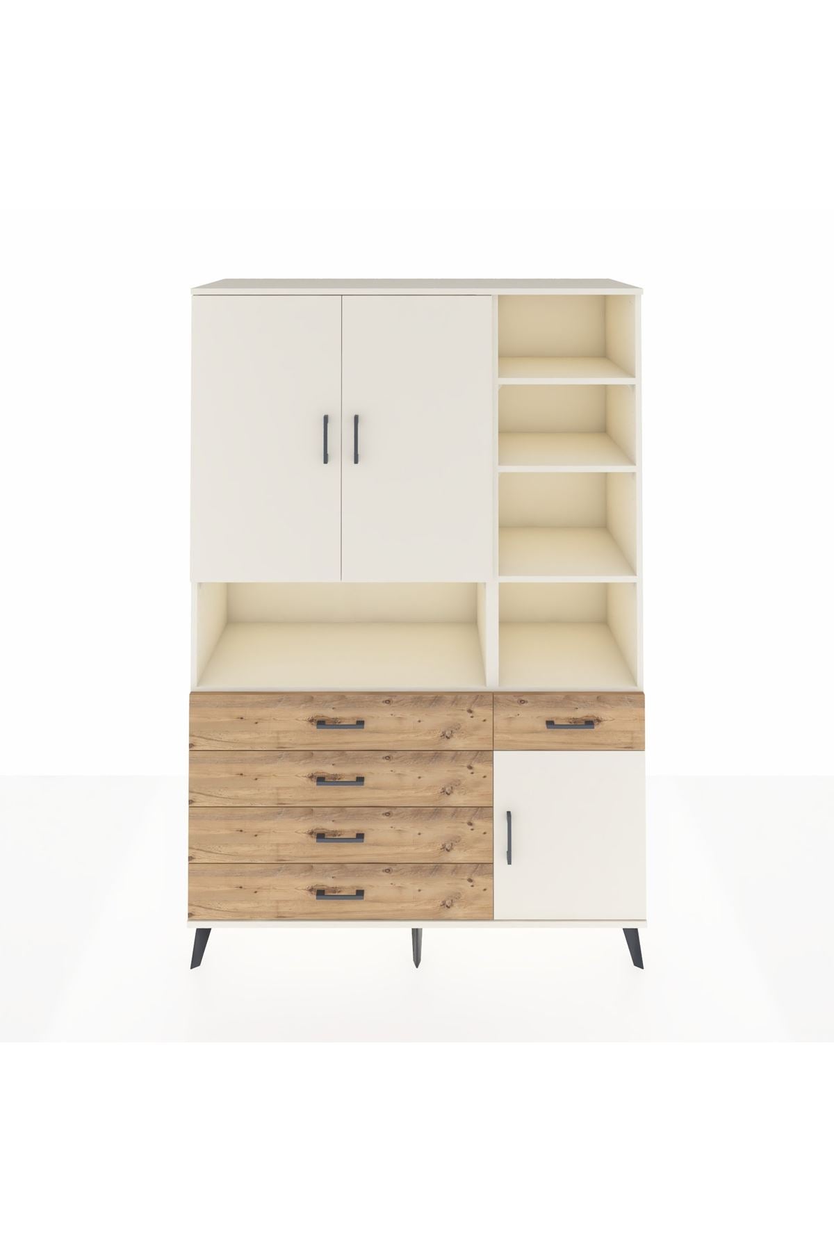 Hyperion Dolap 8 Raflı 5 Çekmeceli 3 Kapaklı 132x44x195 Aytaşı-Aytaşı/Çam