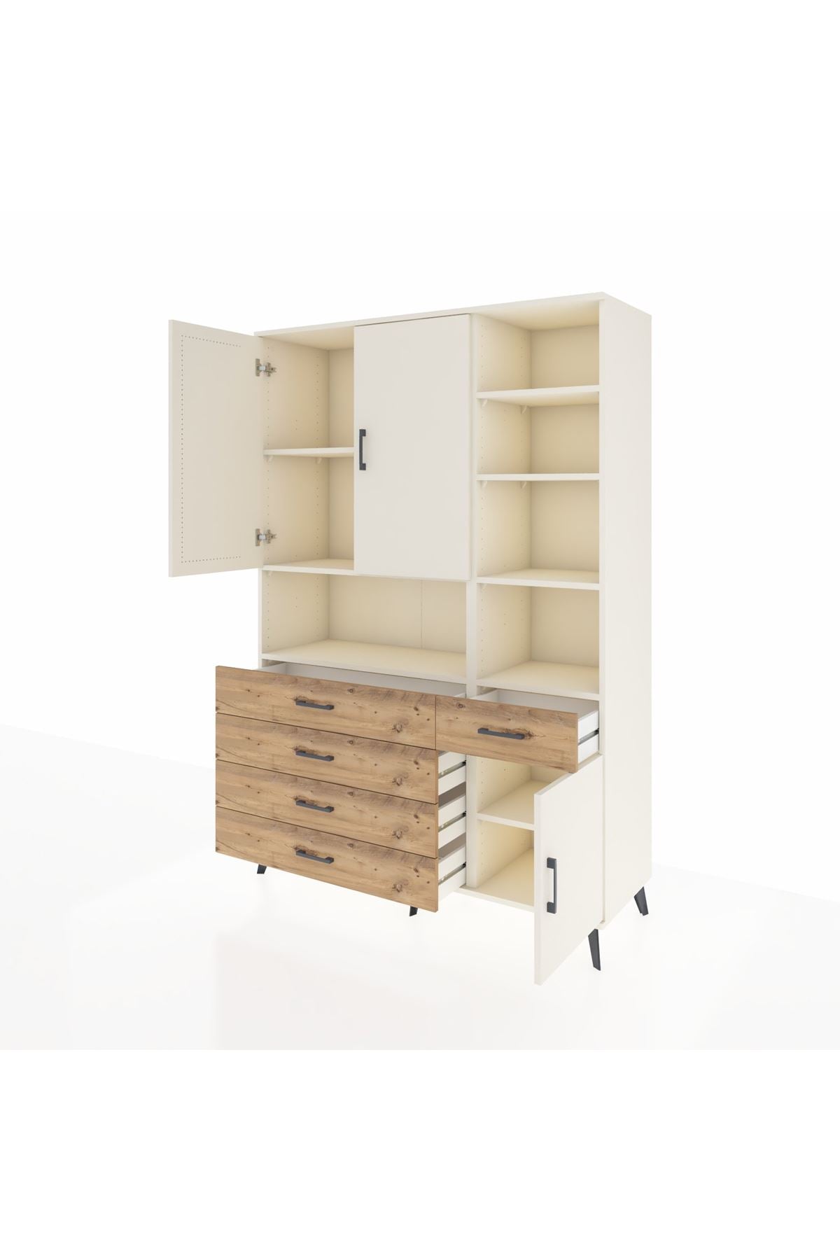 Hyperion Dolap 8 Raflı 5 Çekmeceli 3 Kapaklı 132x44x195 Aytaşı-Aytaşı/Çam