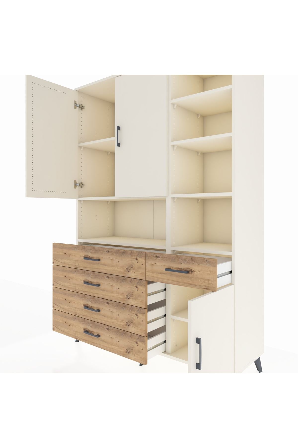 Hyperion Dolap 8 Raflı 5 Çekmeceli 3 Kapaklı 132x44x195 Aytaşı-Aytaşı/Çam