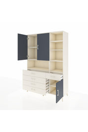 Hyperion Dolap 8 Raflı 5 Çekmeceli 3 Kapaklı 132x44x195 Aytaşı-Antrasit/Aytaşı