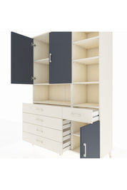 Hyperion Dolap 8 Raflı 5 Çekmeceli 3 Kapaklı 132x44x195 Aytaşı-Antrasit/Aytaşı