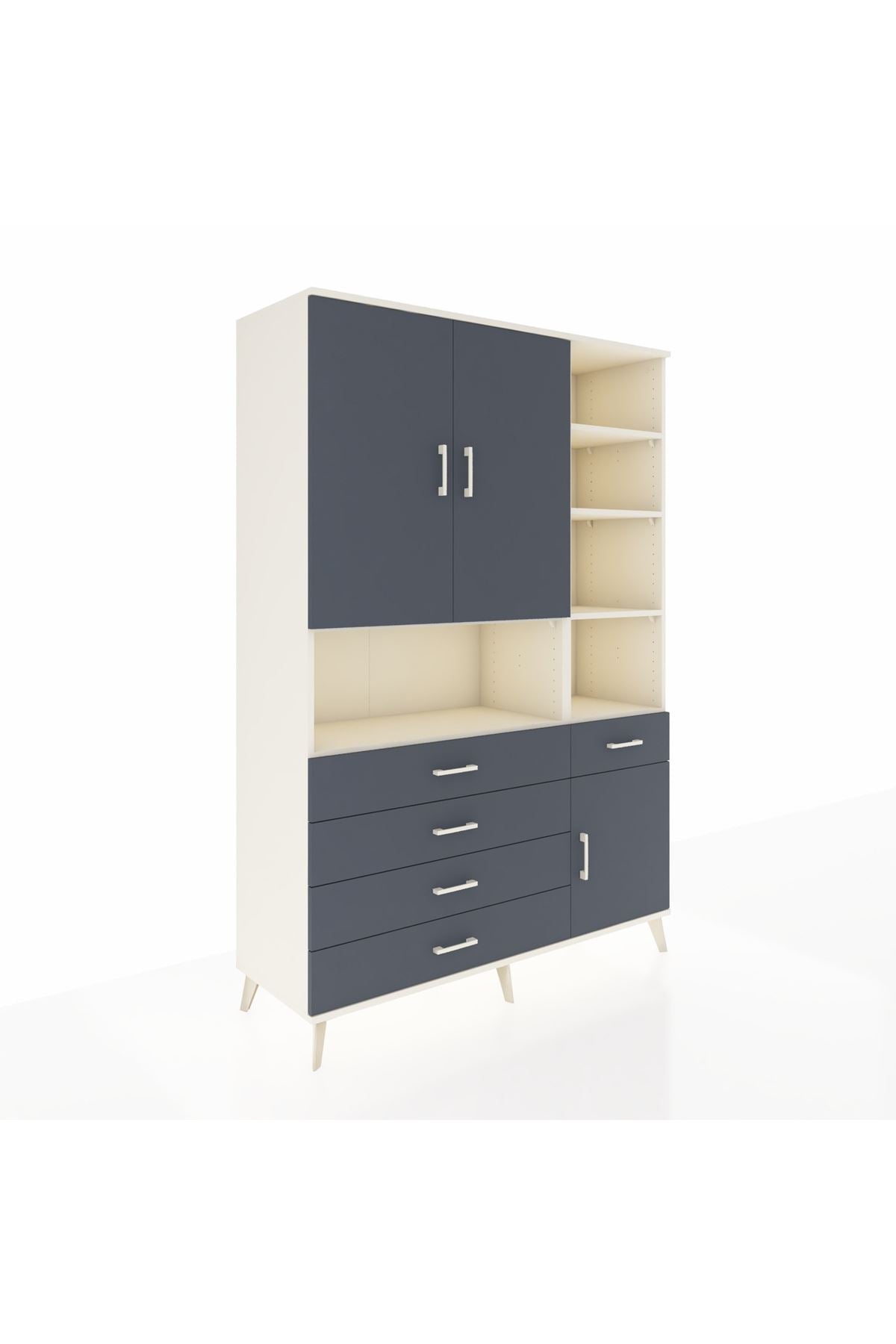 Hyperion Dolap 8 Raflı 5 Çekmeceli 3 Kapaklı 132x44x195 Aytaşı-Antrasit/Antrasit