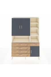 Hyperion Dolap 8 Raflı 5 Çekmeceli 3 Kapaklı 132x44x195 Aytaşı-Antrasit/Çam