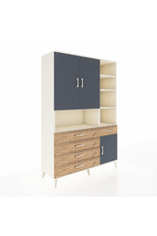 Hyperion Dolap 8 Raflı 5 Çekmeceli 3 Kapaklı 132x44x195 Aytaşı-Antrasit/Çam