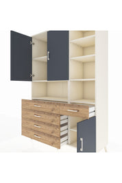 Hyperion Dolap 8 Raflı 5 Çekmeceli 3 Kapaklı 132x44x195 Aytaşı-Antrasit/Çam