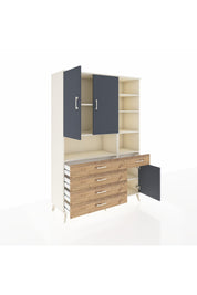 Hyperion Dolap 8 Raflı 5 Çekmeceli 3 Kapaklı 132x44x195 Aytaşı-Antrasit/Çam