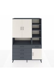 Hyperion Dolap 8 Raflı 5 Çekmeceli 3 Kapaklı 132x44x195 Antrasit-Aytaşı/Antrasit