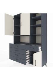 Hyperion Dolap 8 Raflı 5 Çekmeceli 3 Kapaklı 132x44x195 Antrasit-Aytaşı/Antrasit