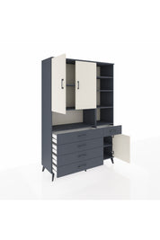 Hyperion Dolap 8 Raflı 5 Çekmeceli 3 Kapaklı 132x44x195 Antrasit-Aytaşı/Antrasit