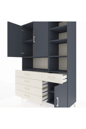 Hyperion Dolap 8 Raflı 5 Çekmeceli 3 Kapaklı 132x44x195 Antrasit-Antrasit/Aytaşı