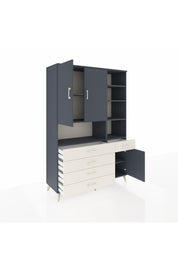 Hyperion Dolap 8 Raflı 5 Çekmeceli 3 Kapaklı 132x44x195 Antrasit-Antrasit/Aytaşı