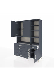 Hyperion Dolap 8 Raflı 5 Çekmeceli 3 Kapaklı 132x44x195 Antrasit-Antrasit/Antrasit