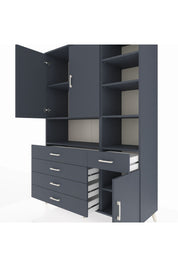Hyperion Dolap 8 Raflı 5 Çekmeceli 3 Kapaklı 132x44x195 Antrasit-Antrasit/Antrasit
