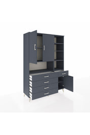 Hyperion Dolap 8 Raflı 5 Çekmeceli 3 Kapaklı 132x44x195 Antrasit-Antrasit/Antrasit