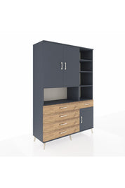 Hyperion Dolap 8 Raflı 5 Çekmeceli 3 Kapaklı 132x44x195 Antrasit-Antrasit/Çam