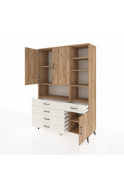 Hyperion Dolap 8 Raflı 5 Çekmeceli 3 Kapaklı 132x44x195 Çam-Çam/Aytaşı