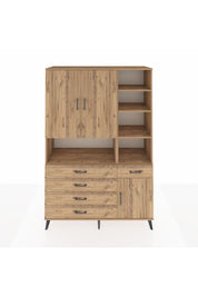 Hyperion Dolap 8 Raflı 5 Çekmeceli 3 Kapaklı 132x44x195 Çam-Çam/Çam