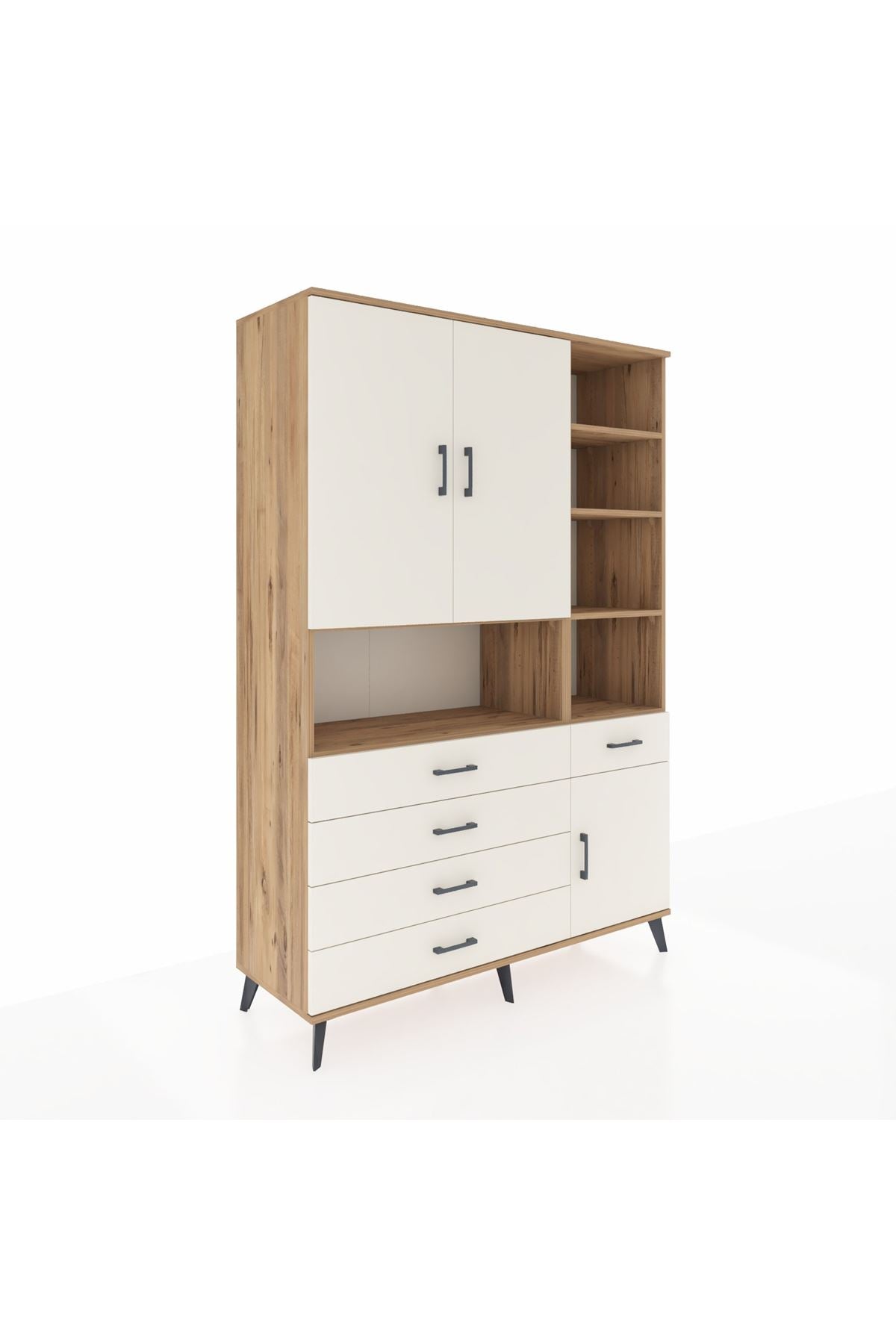 Hyperion Dolap 8 Raflı 5 Çekmeceli 3 Kapaklı 132x44x195 Çam-Aytaşı/Aytaşı