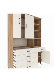 Hyperion Dolap 8 Raflı 5 Çekmeceli 3 Kapaklı 132x44x195 Çam-Aytaşı/Aytaşı